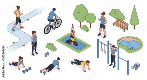 People Exercising in the Park.