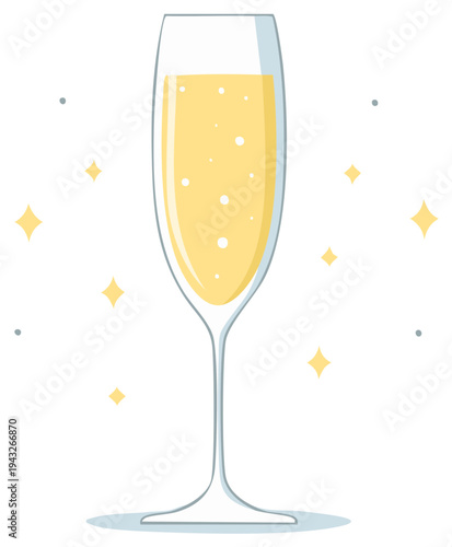 Champagne Glass Sparkling Celebrating Festive Occasion Cartoon Style