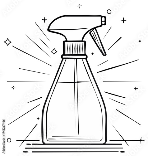 Outline illustration of a spray bottle, cleaning and sanitizing