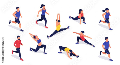People Exercising in Various Yoga Poses.