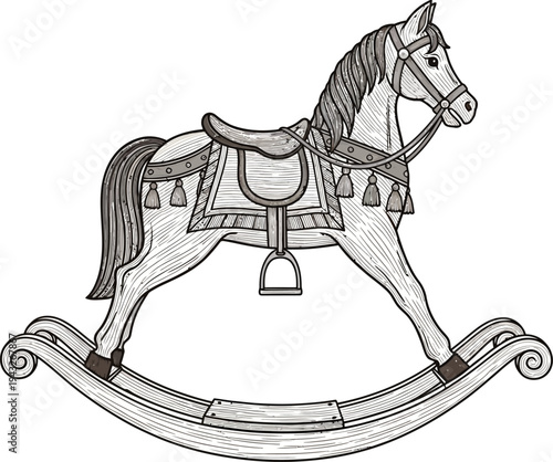 Vintage rocking horse illustration