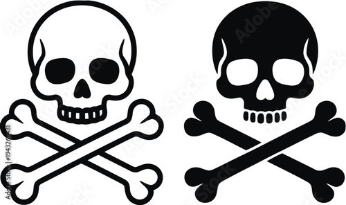 Skull and crossbones symbols for danger and warning icons