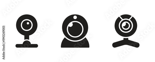 Solid black webcam icons with different designs