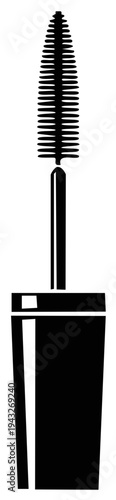 Black mascara wand and tube illustration icon cosmetic beauty product makeup tool