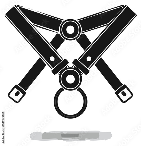 Leather Harness Ring Connection Straps Accessory Icon Silhouette Design Vector
