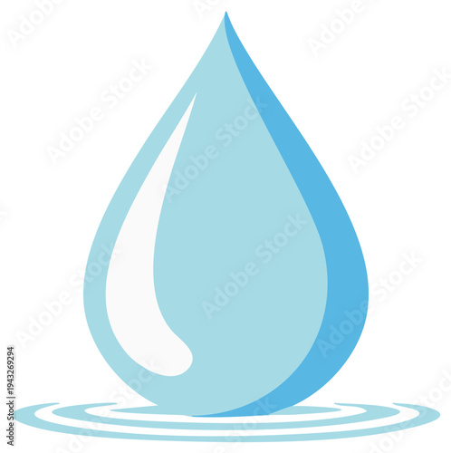 Abstract light blue water drop with ripples, representing purity and freshness