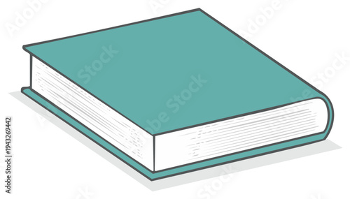 Simple illustration of a closed teal hardcover book for education and learning concepts