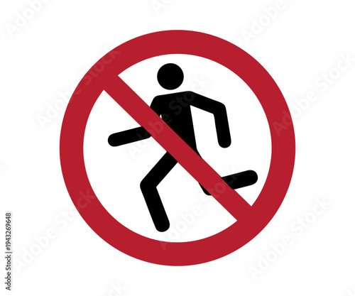 ISO 7010 P048 No running sign. Prohibition sign pictogram vector design and illustration. 
