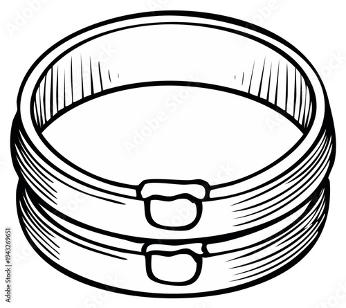 Two connected embroidery hoops, line drawing