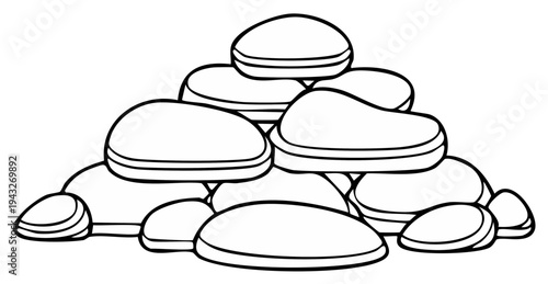 Piled smooth stones with simple rounded shapes and outlines