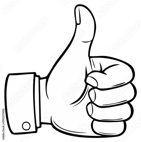 Illustration of a Hand with Thumb Up Gesture, Symbol of Agreement, Approval, Success