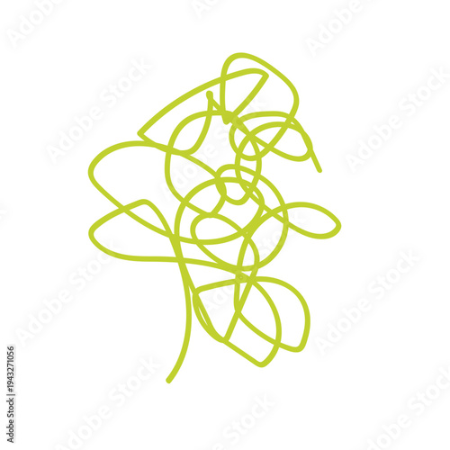 Tangled colorful cotton threads isolated on white background. Abstract thread lines chaos pattern.
