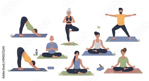 People Practicing Yoga Poses Together.