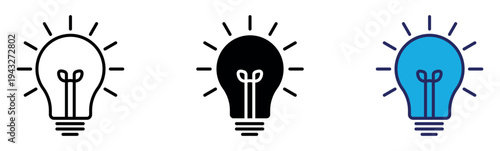 Light bulb icon set. Idea symbol. 