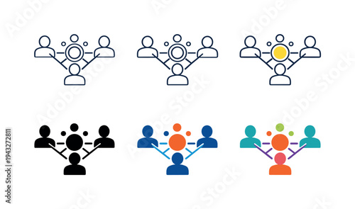 Civic connection concept showing a small community of people icons linked through interaction lines and shared focus points,