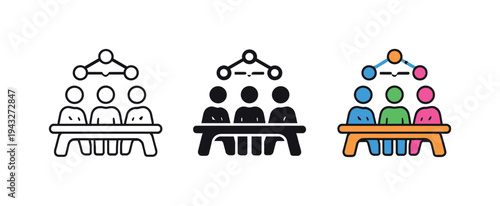 Unified Workspace Symbol. Collaborative environment concept represented by a shared workspace symbol with unified desk and