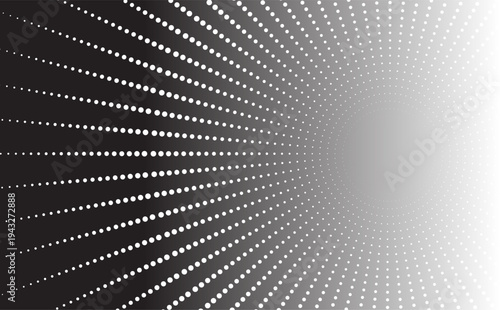 Radial Halftone Dot Pattern on Deep Blue Background With Retro Abstract Vortex Effect