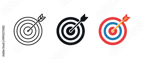 Performance completion scenario featuring a circular target board with concentric rings and a centered arrow embedded, introduced