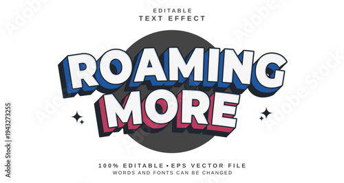 Editable text style effect - Roaming More text style theme.