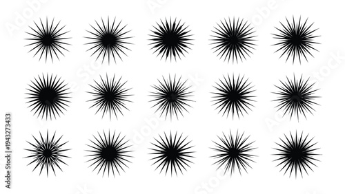 Celestial Array: A collection of stylized starbursts radiate outwards, their intricate designs offering a sense of cosmic energy.