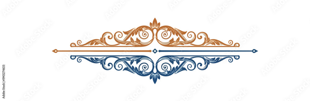 Fototapeta premium Decorative ornament design element against black background