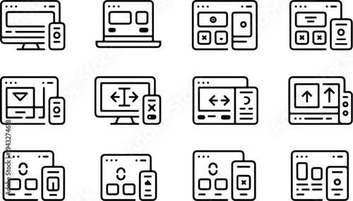 Responsive Collection Silhouette Icon Set Responsive Design Typography Silhouette Icon Pack
