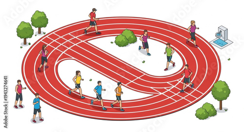 Runners on a Red Track.