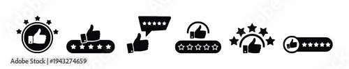 Thumbs up and star rating icons for customer feedback and reviews