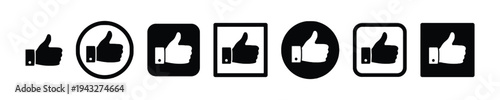 Thumbs up icons set for approval and positive feedback