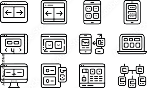 Responsive Collection Silhouette Icon Set Responsive Design Typography Silhouette Icon Pack