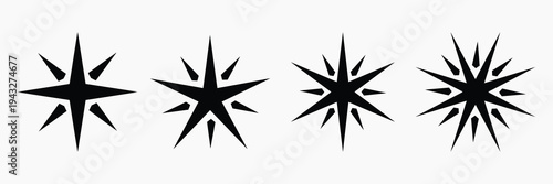Stylized black starburst designs vector set