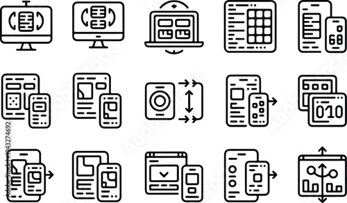 Responsive Collection Silhouette Icon Set Responsive Design Typography Silhouette Icon Pack