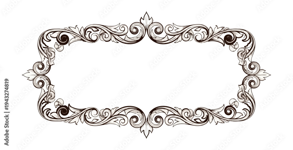 Obraz premium Elegant decorative frame with floral ornament on black background