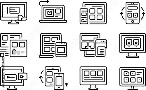 Responsive Collection Silhouette Icon Set Responsive Design Typography Silhouette Icon Pack