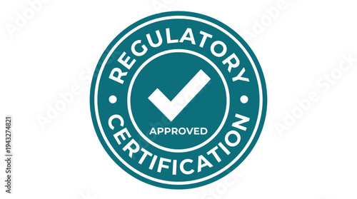 Regulatory Approved Certification Seal with Checkmark - Official Stamp of Quality and Compliance