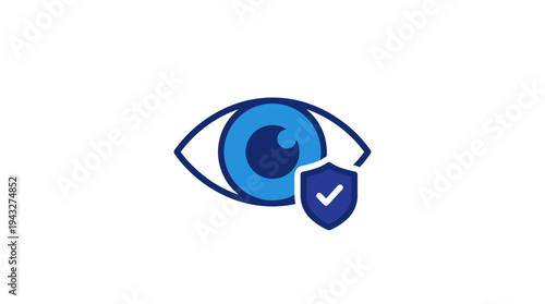Secure vision icon eye with shield emblem representing protection, privacy, and safety in digital or physical realms