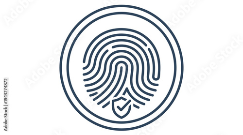 Secure digital identity verification using fingerprint and shield icon for authentication and data protection concepts