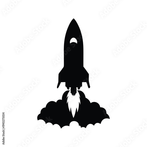 space rocket launching silhouette vector illustration