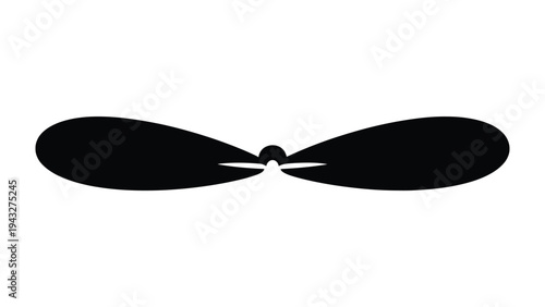 Propeller Silhouette: A stark black silhouette of a two-bladed propeller, symbolizing motion and aviation.
