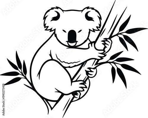 Silhouette cute australian koala bear sitting on a tree branch vector design