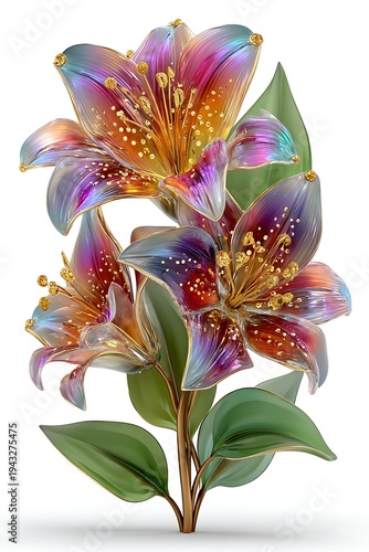 Colorful glass lily flower luxury art high resolution picture