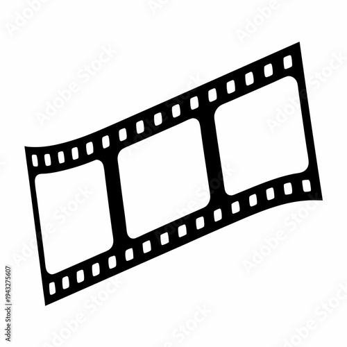 Three film strip frames in a black silhouette for cinematography themes