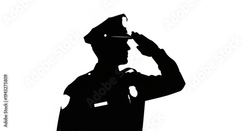 Police Officer Silhouette Saluting.