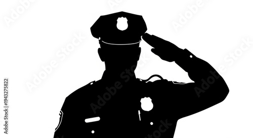 Police Officer Silhouette Saluting.