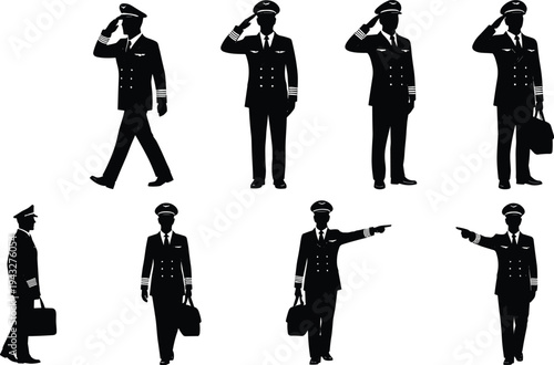 Pilot silhouette, airline captain, aviation uniform, professional pilot, flight crew, airline worker, aviation job, travel occupation