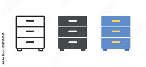Organized workflow outcome represented by a drawer storage unit with stacked compartments and clean rectangular form, its
