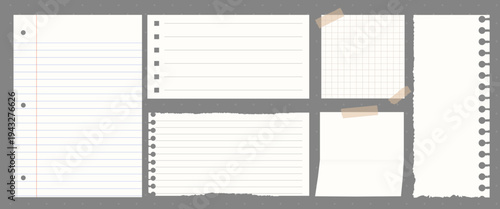 Torn paper notebook sheets collection vector element