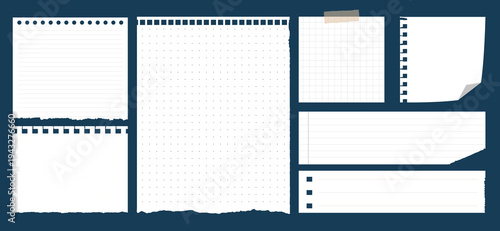 Torn paper notebook sheets collection vector element