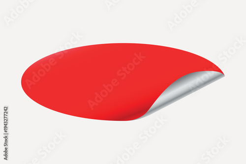 Red sticker with curled edge element vector