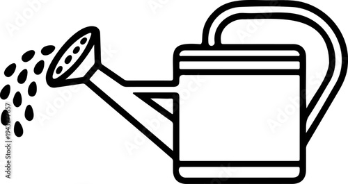 Minimalist Line Art Watering Can Icon for Modern Urban Gardening and Eco-Friendly App Design